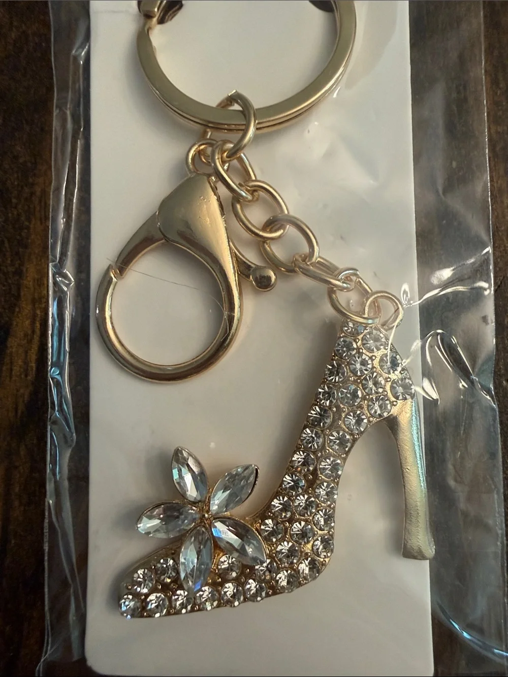 ItGirl Rhinestone Embellished Goldtone Chic High Heel Keychain Charm